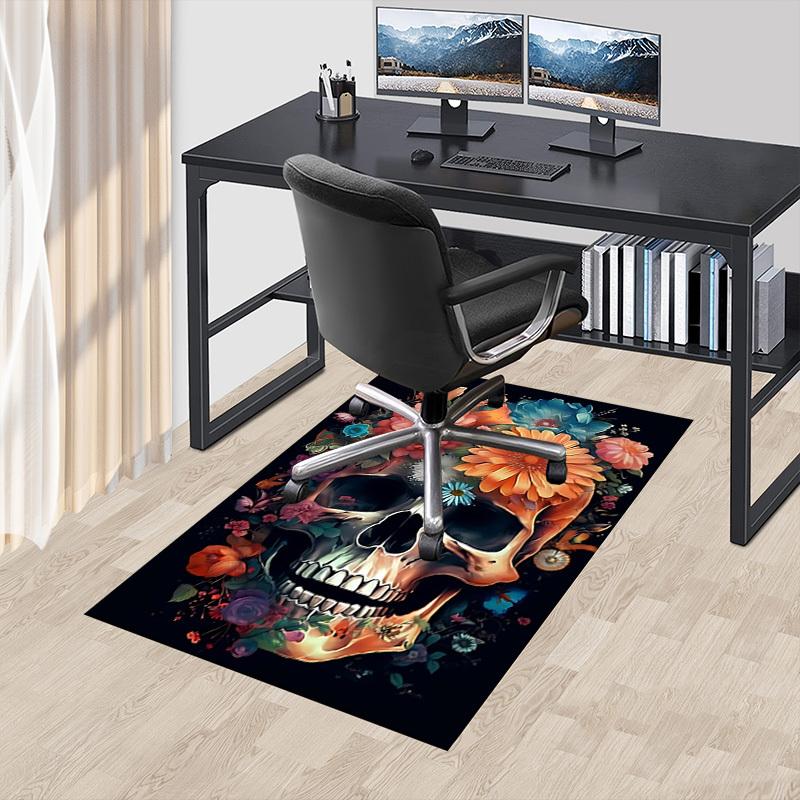 1PC Skull Flowers Carpet Ultra Soft, Thick & Absorbent, Non Slip Machine Washable Mat for Entryway