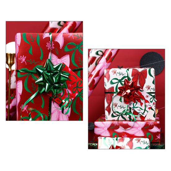 Christmas Wrapping Paper Roll 17 Inch x 120 Inch Snowflake Bow Jumbo Roll Vintage Holiday Gift Wrap for Christmas Parties Supplies