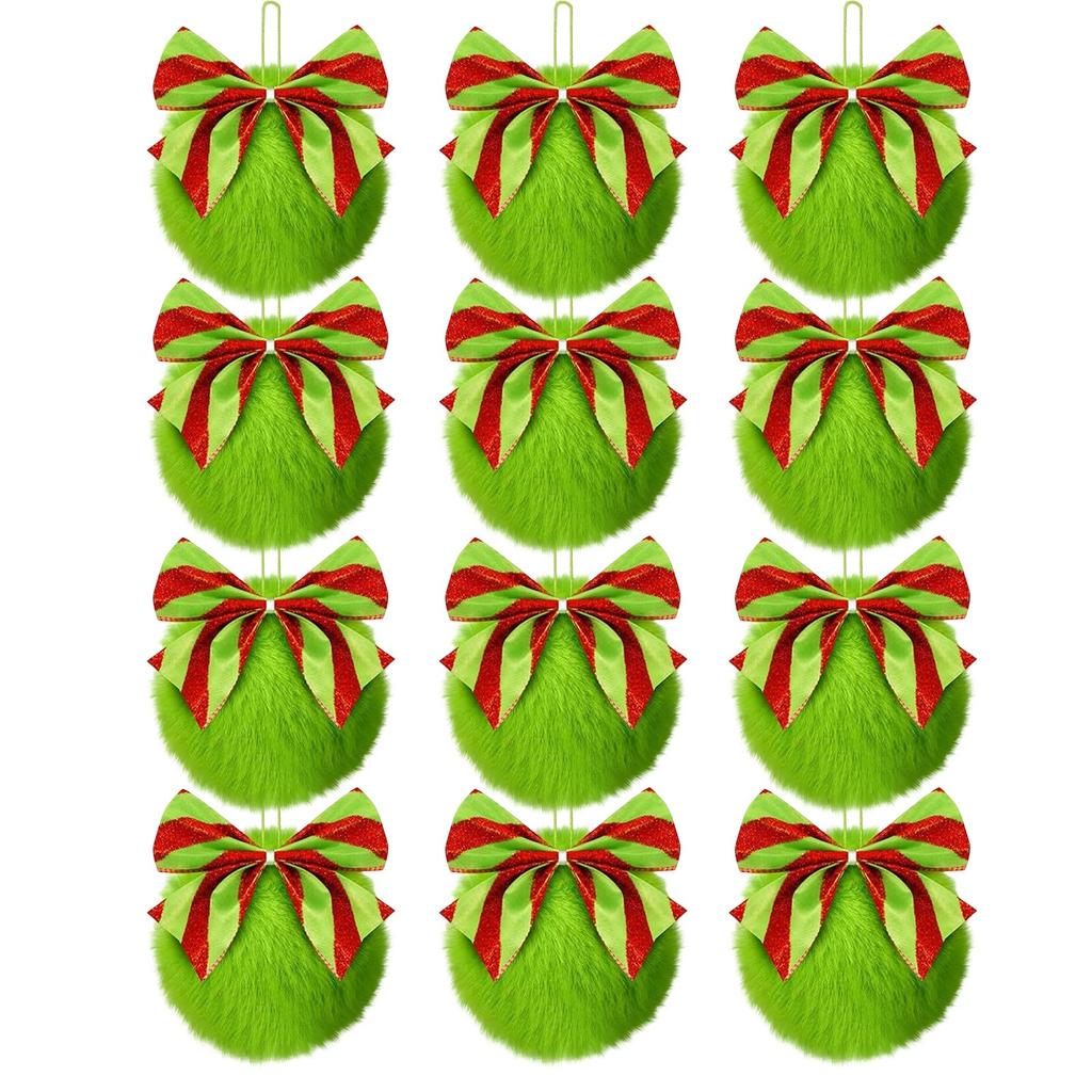 Bowknot Little Plush Ball Christmas Decoration Hanging Plush Ball Festive Atmosphere Display.