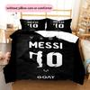 Lenjerie de pat cu model Lionel Messi Decorațiuni pentru casă Cadou de ziua de naștere (1 * husă de pilotă + 2 * fețe de pernă, fără miez),merchandise pentru fani.