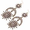 Big Luxury Sun Moon Stars Drop Earrings Rhinestone Punk Earrings for Women Jewelry Boho Vintage Statement Earrings