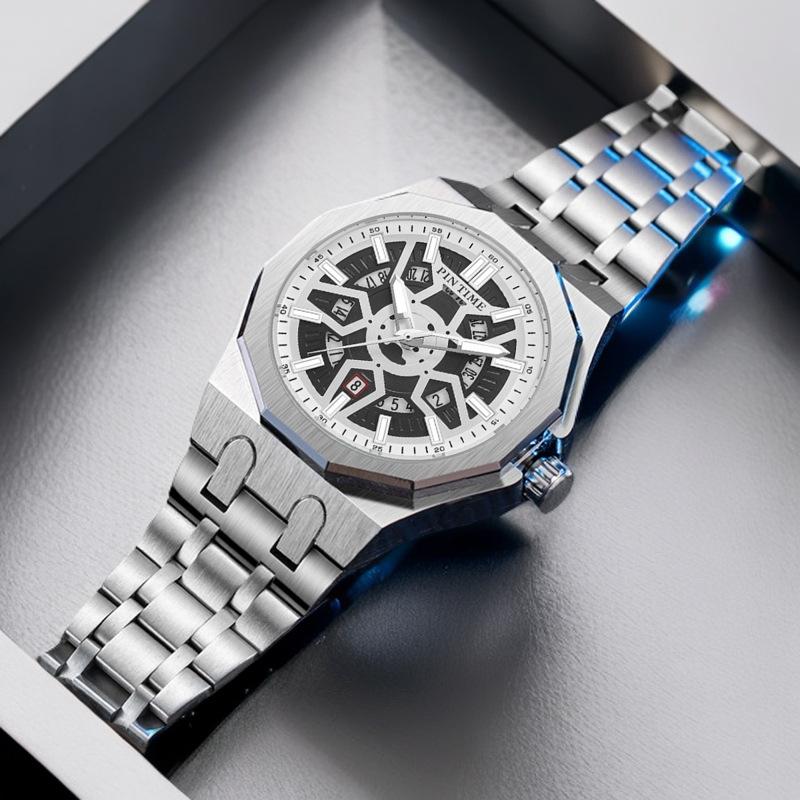 Luxury Man Watch Creative Mechanical Style Quartz Waterproof Luminous Date Chronograph Men Wristwatch Sports Men's Watches Reloj