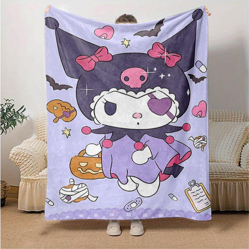 

1pc Halloween Costume Kuromi Blanket, Seasonal Home Decorative Throw for Room, Soft Warm Bedding Gift Idea for Family and Friend, Living Room, Travel, 130x150cm