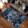 Blue Rose Leopard Carpet, Crystal Velvet, Non Slip, Fashion Bedroom Living Room Decor, Stylish Home Accent