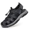 Fashion 2025 New Summer Breathable Leather Sandals for Men Fashion Casual Sports Outdoor Shoes Male Elastic Band Solid Color Sandals Man