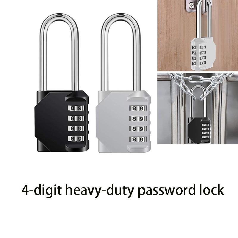 Combination Padlock Outdoor 4 Digit Long Shackle Waterproof Password Padlock Pad Lock For School Locker Gym Locker Fence Gate