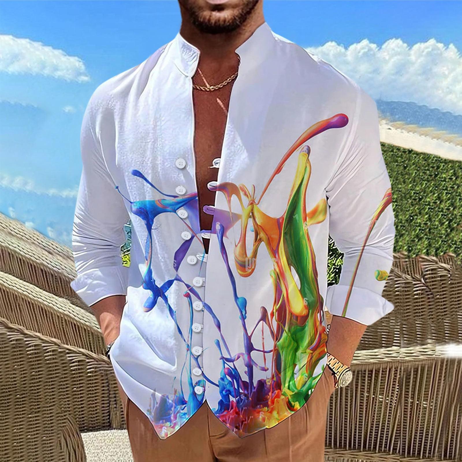 

Новая мужская повседневная свободная рубашка в стиле ретро с длинными рукавами и принтом XXXXL жёлтый