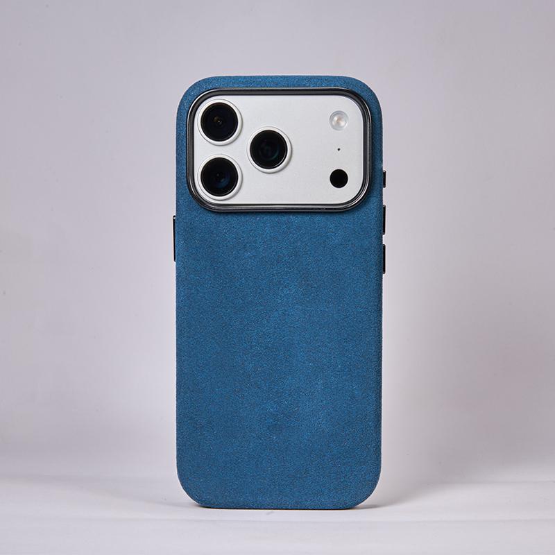 Soft Phone Case for IPhone 17 Pro Max Luxury Business Leather Case for IPhone 16 Pro Back Cover Blue Grey Color Magnetic