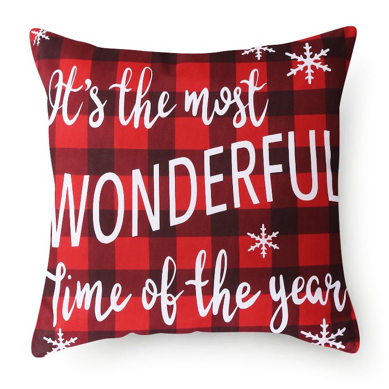 45x45cm Weihnachten Frohe Weihnachten Dekorativer Druck Muster Kissenbezug Zuhause Wohnzimmer Sofa Dekokissenbezug
