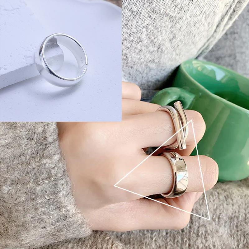 925 Silver Rings New Party Jewelry Vintage Charm Double Layer Geometric Nail Design Accessories Gift Dropship