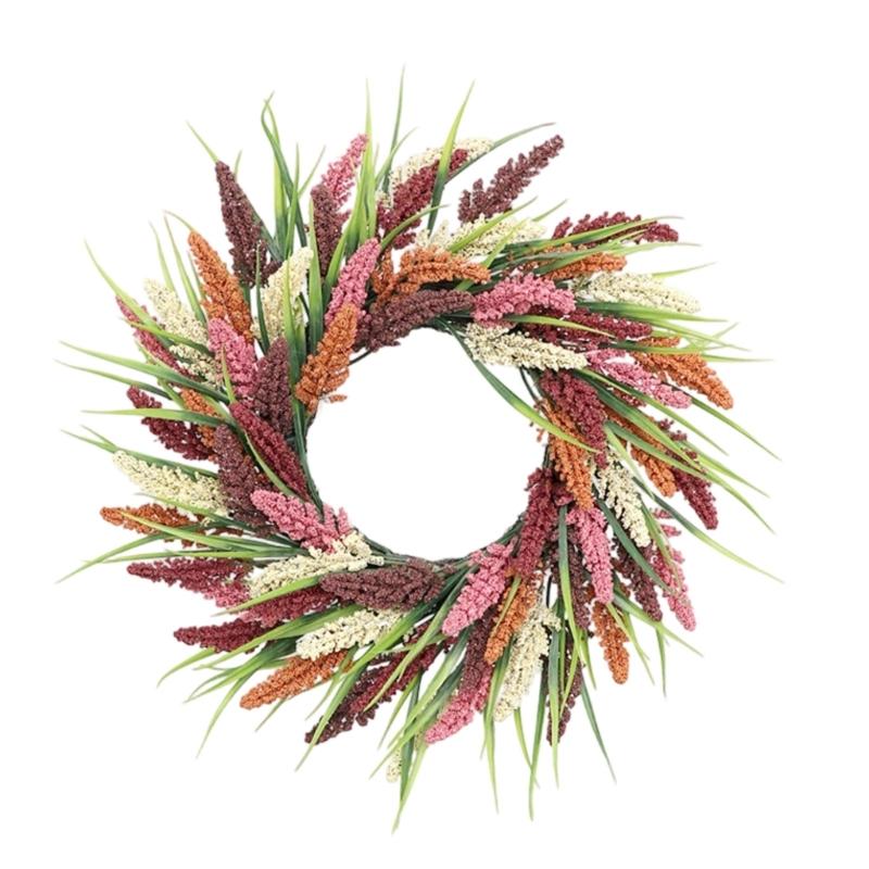 Realistic Simulated Wheat Wreath Fall Harvest Festival Wreath For Front Door Mantels Porch Garden Display And Thanksgiving Party Centerpieces
