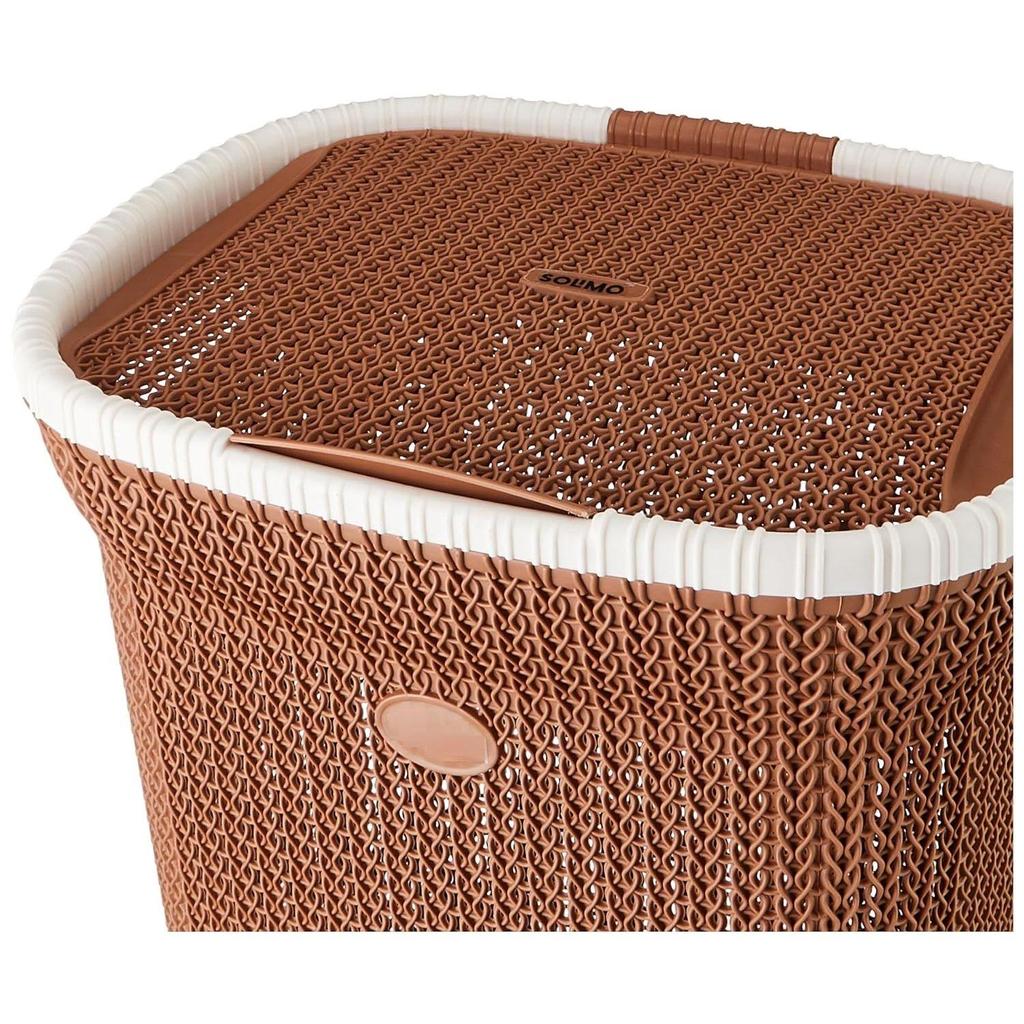 Knit Laundry Basket - Big - 55 Litres - 44 Cm X 35 Cm X 61 Cm | Royal Light Brown - Polypropylene