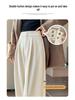 2026 Women's High Waist Velvet Wool Wide-Leg Pants - Floor Length, Slim Fit, Casual Spring Style