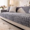 Velvet Plush Plaid Quilted Sofa Cover Super Soft Non Slip Sectional Couch Cover Fluffy Fuzzy Slipcover Furniture Protector
