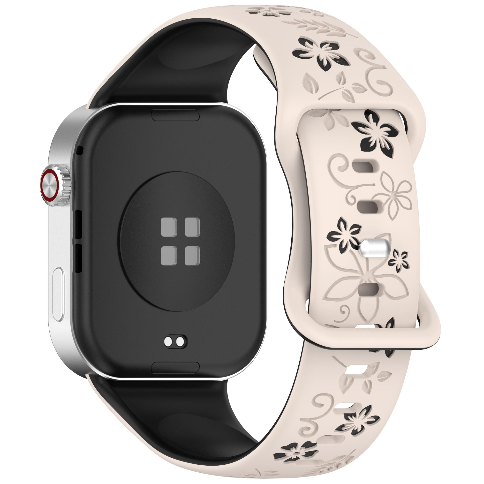 

Вигравіруваний м який силіконовий ремінець для Xiaomi Smart Band 8Pro 9pro Двоколірний з квітковим різьбленням Ремінець для годинника для Redmi Watch 4 5 6 Водонепроникний Дихаючий Redmi Watch 6 5 4 слонова кістка