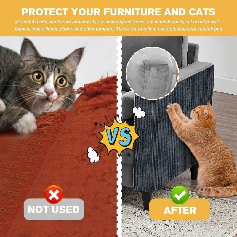 Cat Scratching Mat DIY Self-Adhesive Trimmable Carpet Cat Scratching Post Carpet for Anti-scratching Sofa Furniture Protection