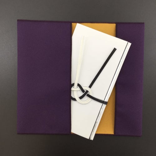 Daiko Sangyo Purple Fukusa (Clothes Wrap for Celebrations and Condolences), 12 x 20cm, Gold Envelope Bag/Prayer Bead Bag, Heart Sutra, Made in Japan,