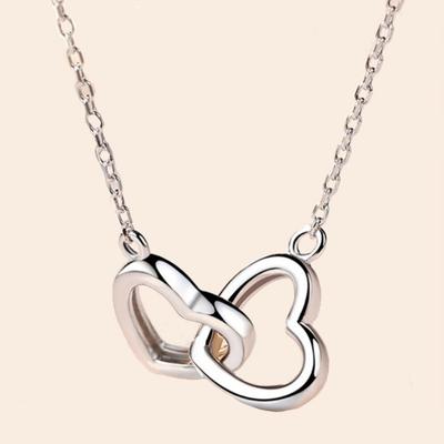 Double Love Halskette für Damen, modischer und personalisierter vielseitiger Schlüsselbeinketten-Doppelring-Anhänger