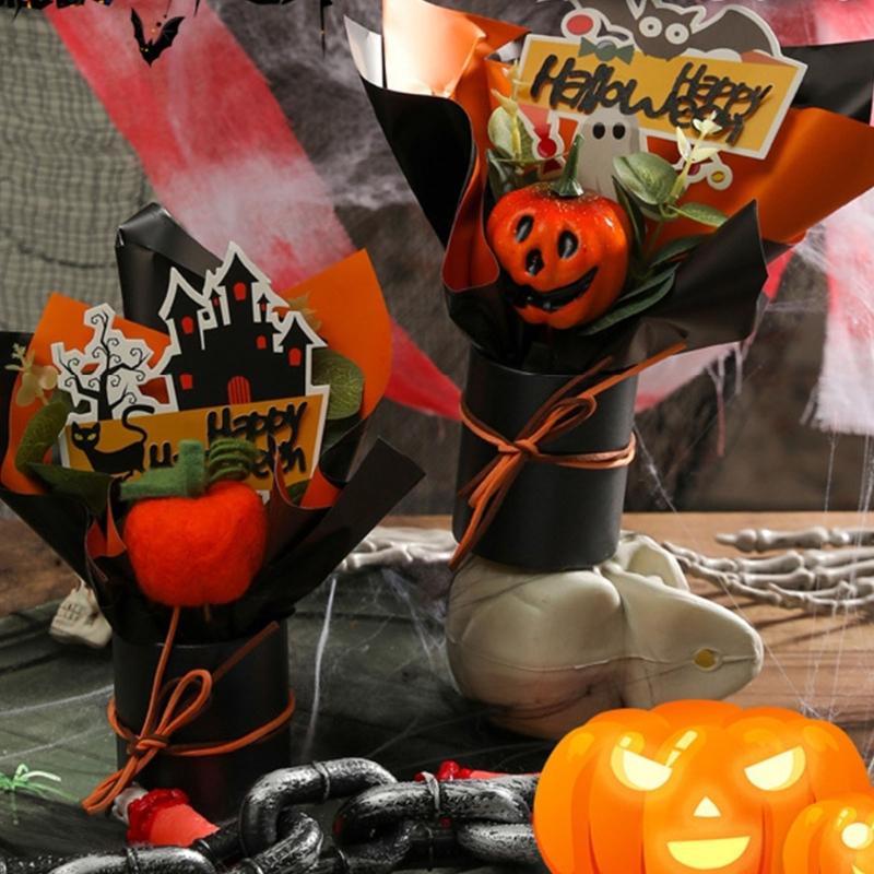 Practical Plastic Halloween Floral Feature Bats Pumpkins For Indoor And Outdoor Holiday Decoration
