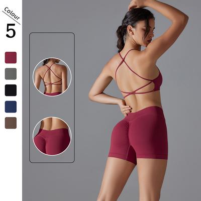 Summer Yoga Sportswear Women Seamless Fitness Suits Beauty Back Bra High Waist Shorts Workout Clothes