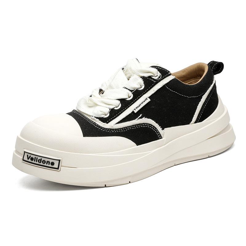 

[Тот же стиль, что и у звезды] Бинтовые парусиновые черные дышащие мужские и женские трендовые ретро повседневные туфли на толстой подошве с большим носком 8889 44 male code чёрный