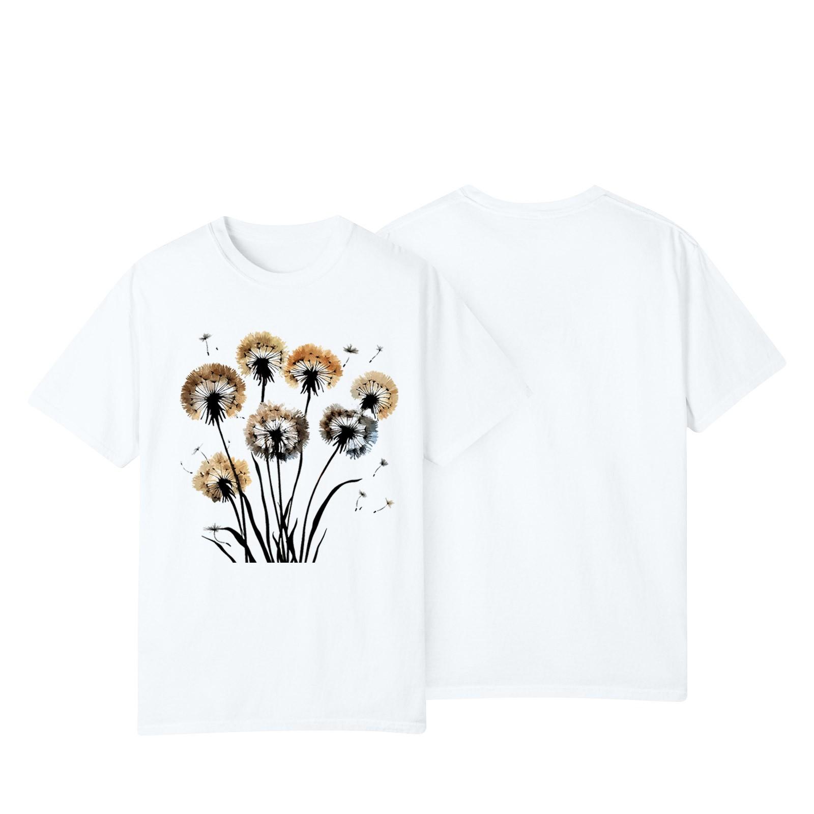 

Women s Casual Sunflower Print Street Slim Fit Short Sleeve T-Shirt Top XL білий