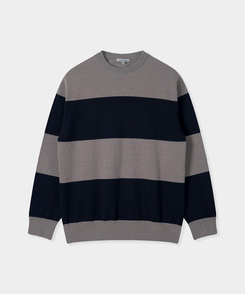 BIRBANTE Soft Washable Round Knit - Charcoal Stripe