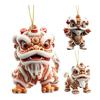 Chinese Lion Acrylic Keychain 2D Flat Car Rearview Mirror Charm Car Window Wall Door Tree Holiday Decorations