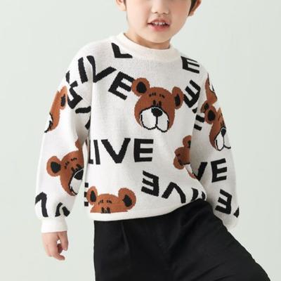 Children Boys Fashion Sweater Knitwears Jacquard Bear Knitted Childrens Boys Sweater Autumn Winter Boys Tops