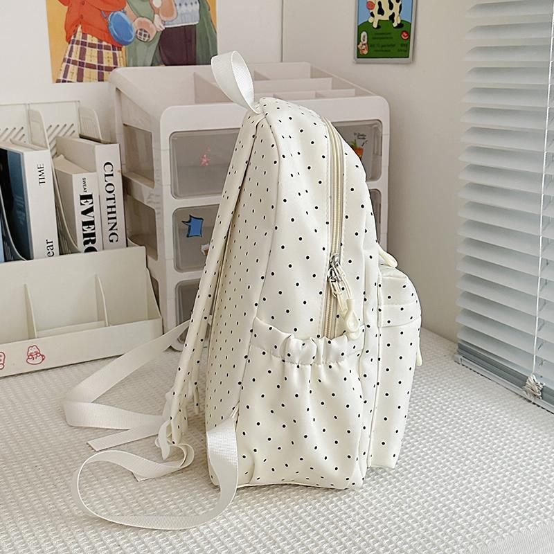 Student Schoolbag Polo Dot Women's Large Capacity Backpack Lightweight Class Backpack