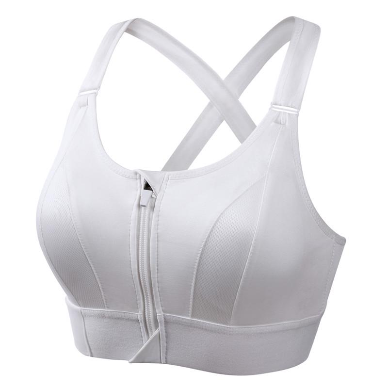 Front Zip Shockproof Quick-Dry Sports Vest Back Cross Wire-Free Bra