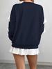 Women's Red Christmas Bow Sweatshirt: Sweet Style, Round Neck, Autumn/Winter