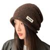 New Hat for Women's Curly Edged Bag Head Hat Big Head Circumference Showing Face Small Pile of Hats Warm and Versatile Knitted Hat