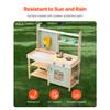 SucceBuy Children Wooden Mud Kitchen Toy Toddler Outdoor Play Kitchen Set with Stoves Faucet & Cookware Pots for Kids Gifts