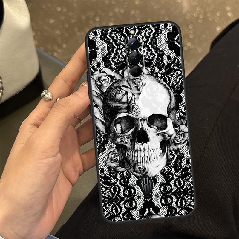 Gothic Floral Skull Case For ZTE Nubia RedMagic 10 Air 6 7 6S 7S Pro RedMagic 10S 9S 8S 8 9 10 11 Pro Plus Cover