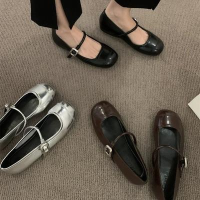 Designer Mary Jane Schuhe Damen Karree-Spitze Lederschuhe Mode Lässig Schlupfschuhe Damen Elegante Flats im Street Style