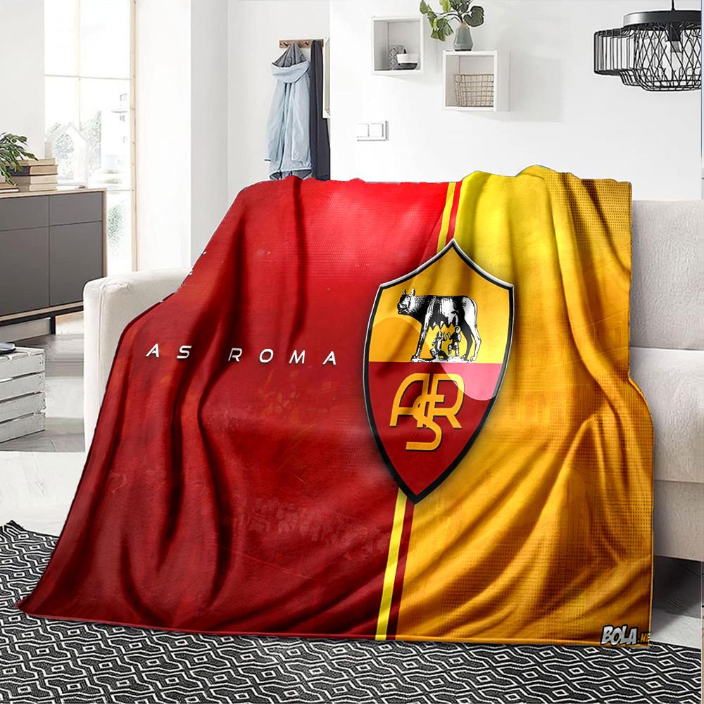 Coperta in Flanella con Stemma AS Roma, Poliestere Morbido, Design Moderno, Per Tutte le Stagioni, per Campeggio, Viaggi, Regali per Feste o Compleanni