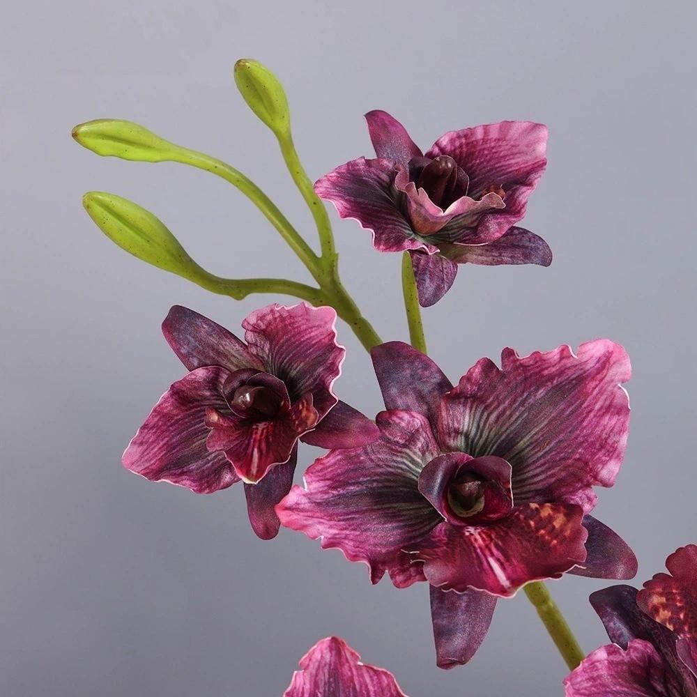 Realistická lodyha Cattleya Orchidej Realistický dotek Cymbidium Kytice Umělé květy Orchidejí Svatba