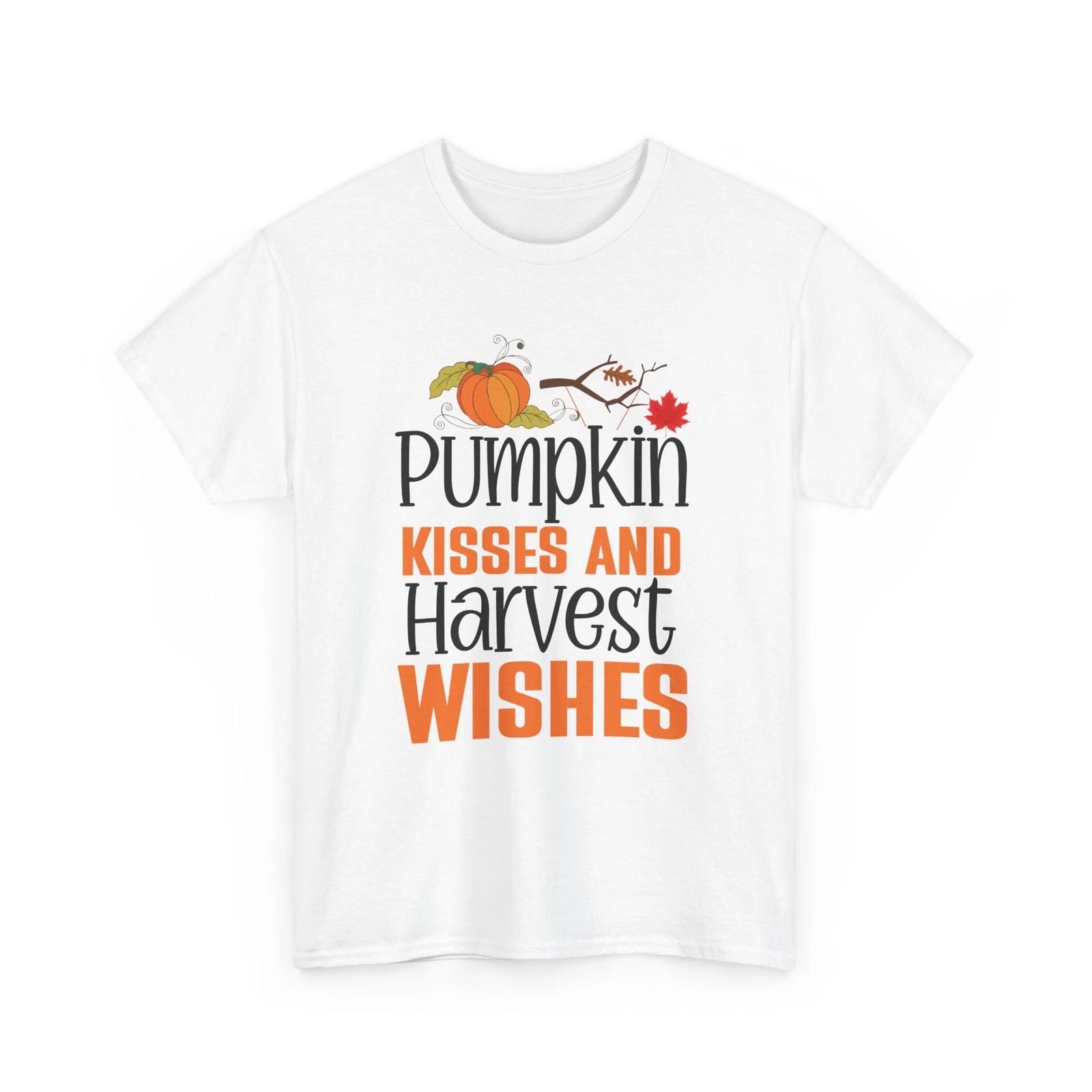 Fall Aesthetic T-Shirt | Autumn Tee | Pumpkin Kisses And Harvest Wishes Shirt 2XL