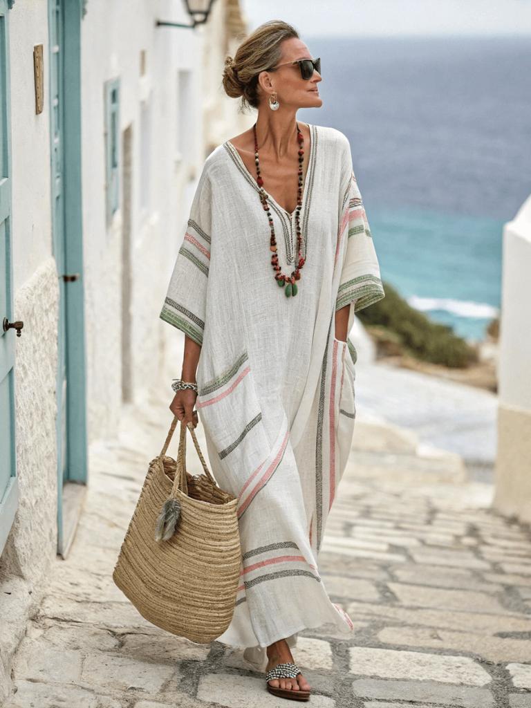 Women's Long Sleeve Boho Print Maxi Shirt Dress