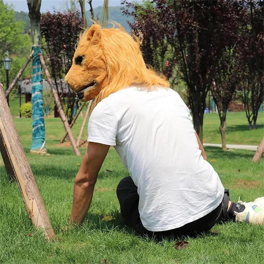 Luminous Lion Mask with Movable Mouth