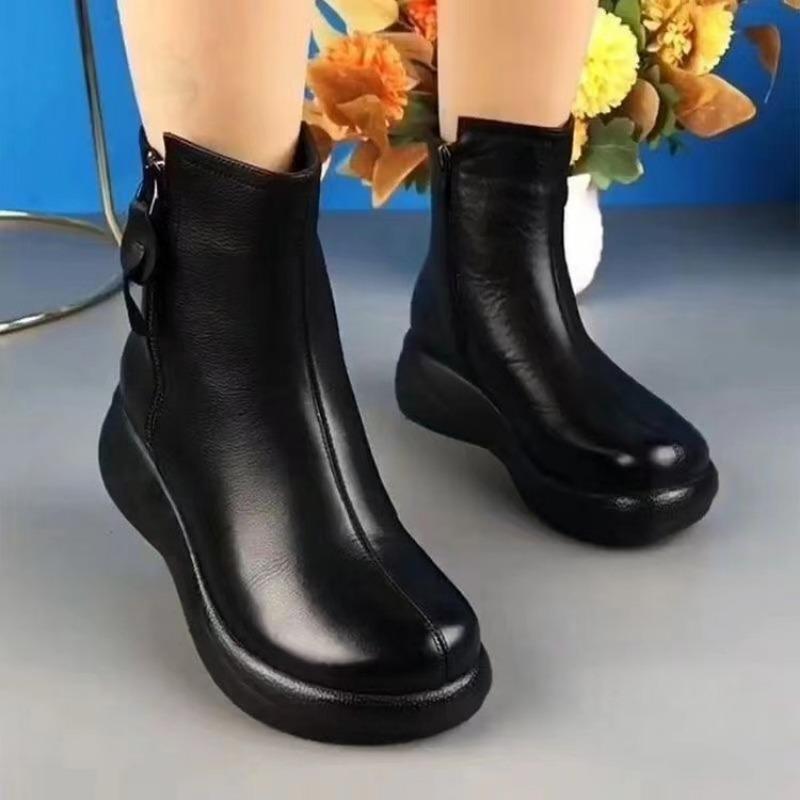 Fashion Fur Non-Slip Snow Boots for Women Plush Zipper Winter Boots Women Solid Color Warm Cotton Padded Flat with Shoes