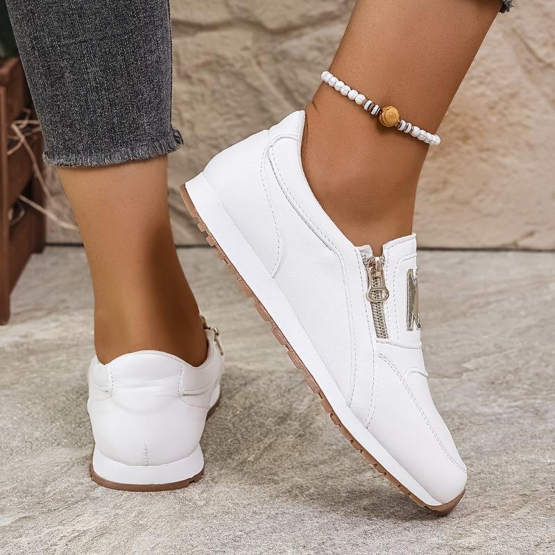 [166-23m Fehér Alkalmi Cipő] Fehér Divatos Alacsony Szárú 166-23m Női Alkalmi Cipő | Légáteresztő Bélés, Tartós TPR Talp