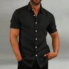 Herren Vintage Baumwolle Leinen Hemd, Kurzarm Freizeit Hemd mit Knöpfen, Lockerer Schnitt Sommer Oberteil