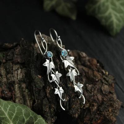 Vintage Ivy Elven Leaf Drop Earrings For Women Metal Crystal Plant Dangle Earrings Party Wedding Jewelry Accessories Gifts