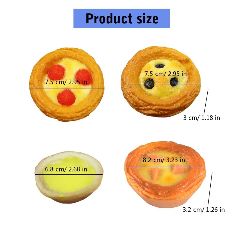 Set of 6 Realistic Simulated Eggs Tarts Model Fake Food Shaped Kitchen Toy Photography Props Wedding Party Decoration