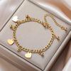 Teamer Stainless Steel Round Bead Heart Charm Bracelets 18k Gold Plated Holiday Jewelry For Women Daily Wear Party Jewelry Gift