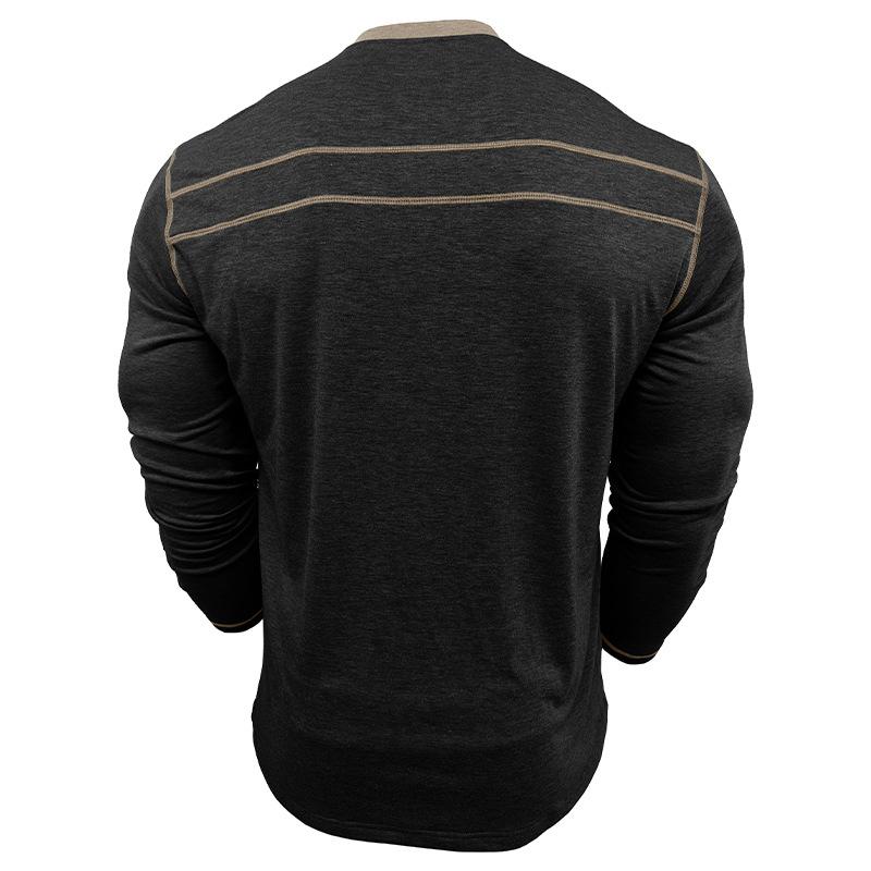 Příležitostné tričko s dlouhým rukávem přiléhavého střihu Slim-fit Henley top nadměrné velikosti pánské podzimní novinky