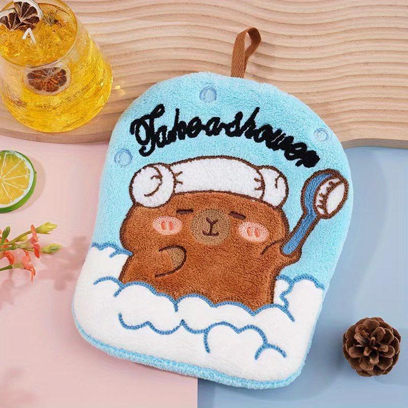 3pc Super Absorbent Quick Dry Thickened Coral Velvet Bathroom Hand Towels Cute Cartoon Capybara Designs with Bath Accessories,Home Spa,Spa Enthusiasts