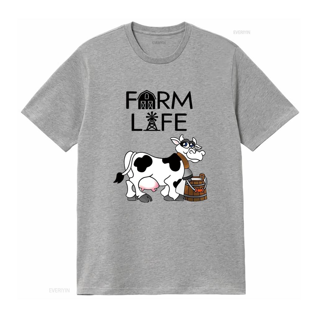 FARM LIFE Casual Womens T Shirt White vintage Washed homme graphic Stretched designer clothes streetwear Slightly Stylish